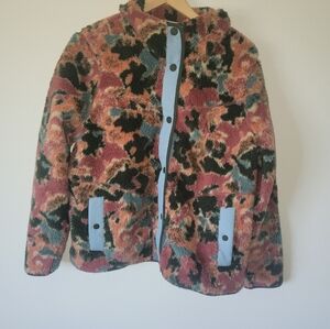 L.L.Bean XL Women's Bean's Sherpa Fleece Pullover, Print Sienna Brick Camo